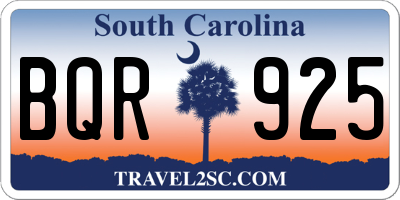 SC license plate BQR925