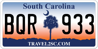 SC license plate BQR933