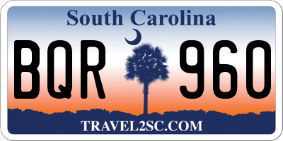 SC license plate BQR960