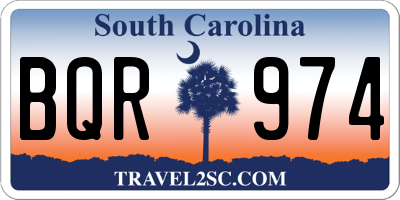 SC license plate BQR974