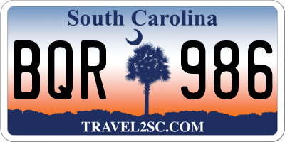 SC license plate BQR986
