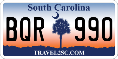 SC license plate BQR990
