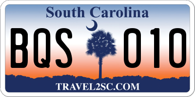 SC license plate BQS010