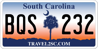 SC license plate BQS232