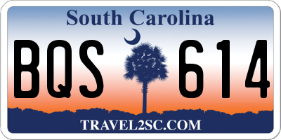 SC license plate BQS614