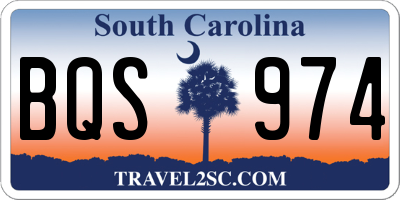 SC license plate BQS974