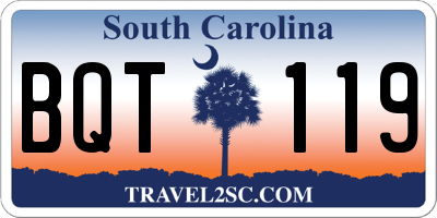 SC license plate BQT119