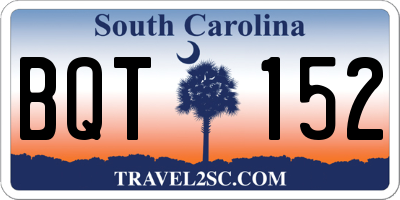 SC license plate BQT152