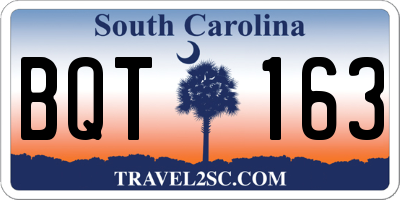 SC license plate BQT163