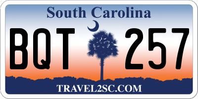 SC license plate BQT257
