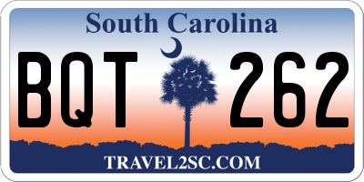 SC license plate BQT262