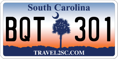 SC license plate BQT301