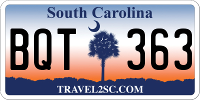 SC license plate BQT363