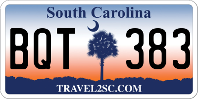SC license plate BQT383