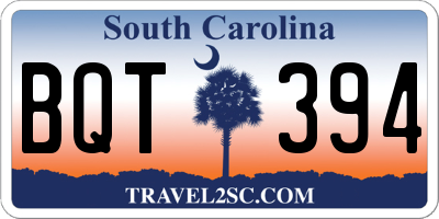 SC license plate BQT394
