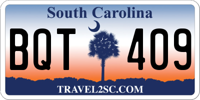 SC license plate BQT409