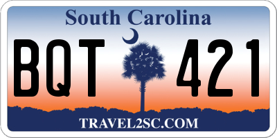 SC license plate BQT421