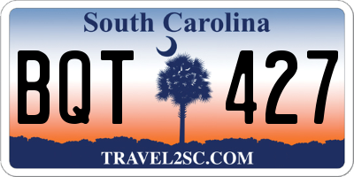 SC license plate BQT427