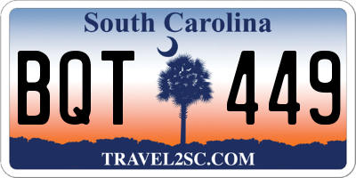 SC license plate BQT449