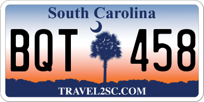 SC license plate BQT458