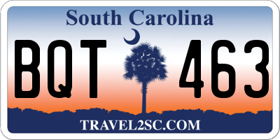 SC license plate BQT463