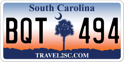 SC license plate BQT494