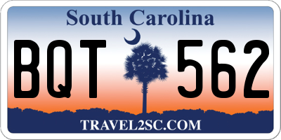 SC license plate BQT562