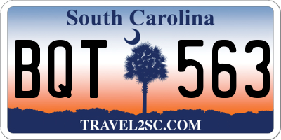 SC license plate BQT563