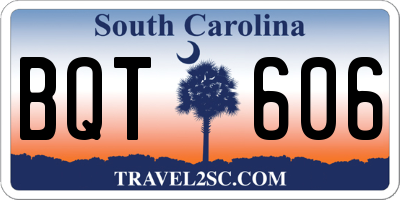SC license plate BQT606