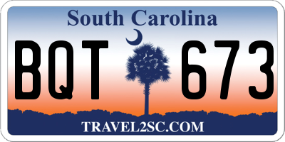 SC license plate BQT673