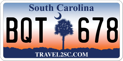 SC license plate BQT678