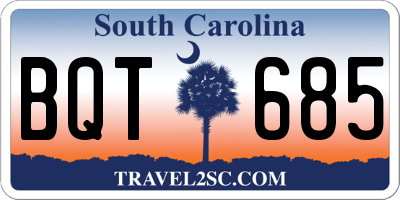 SC license plate BQT685