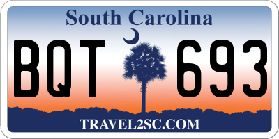 SC license plate BQT693