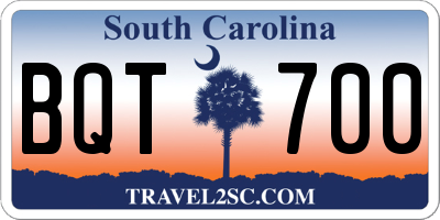 SC license plate BQT700