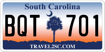 SC license plate BQT701