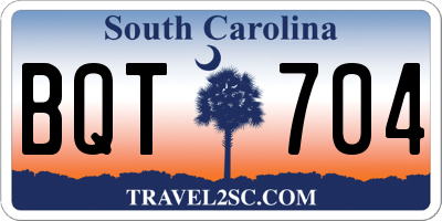 SC license plate BQT704