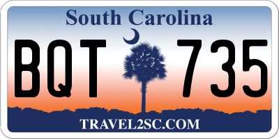 SC license plate BQT735