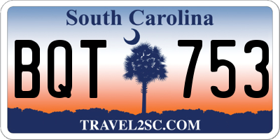 SC license plate BQT753