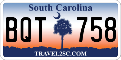 SC license plate BQT758