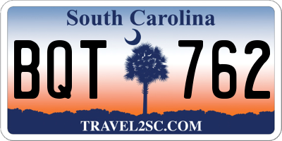 SC license plate BQT762