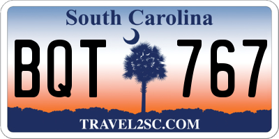 SC license plate BQT767