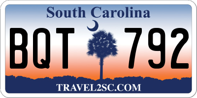 SC license plate BQT792