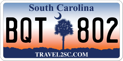SC license plate BQT802