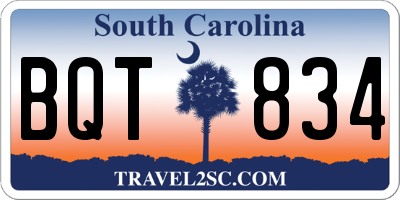 SC license plate BQT834