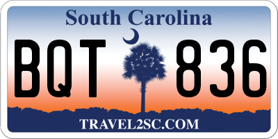 SC license plate BQT836