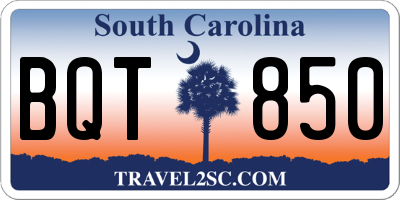 SC license plate BQT850