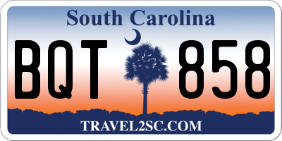 SC license plate BQT858