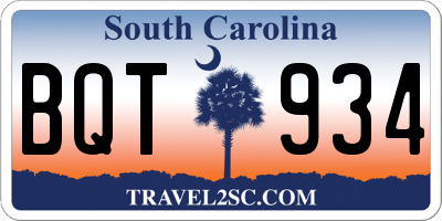 SC license plate BQT934