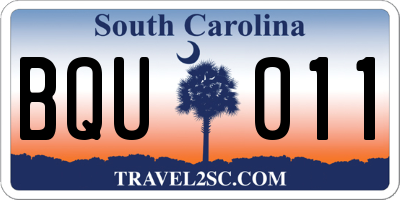 SC license plate BQU011