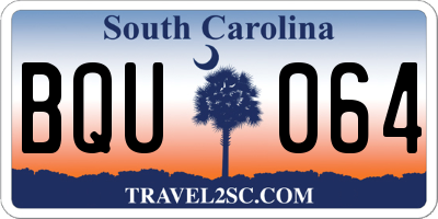 SC license plate BQU064